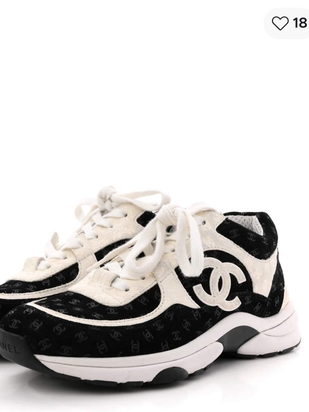 CHANEL Suede Calfskin Black and White CC Logo Sneakers Sz 8 1/2 EU 39